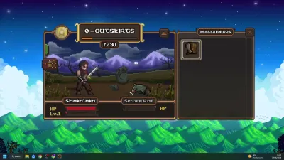 Lootborne の実機画面:Outskirts 序盤で下水ネズミと戦うヒーロー