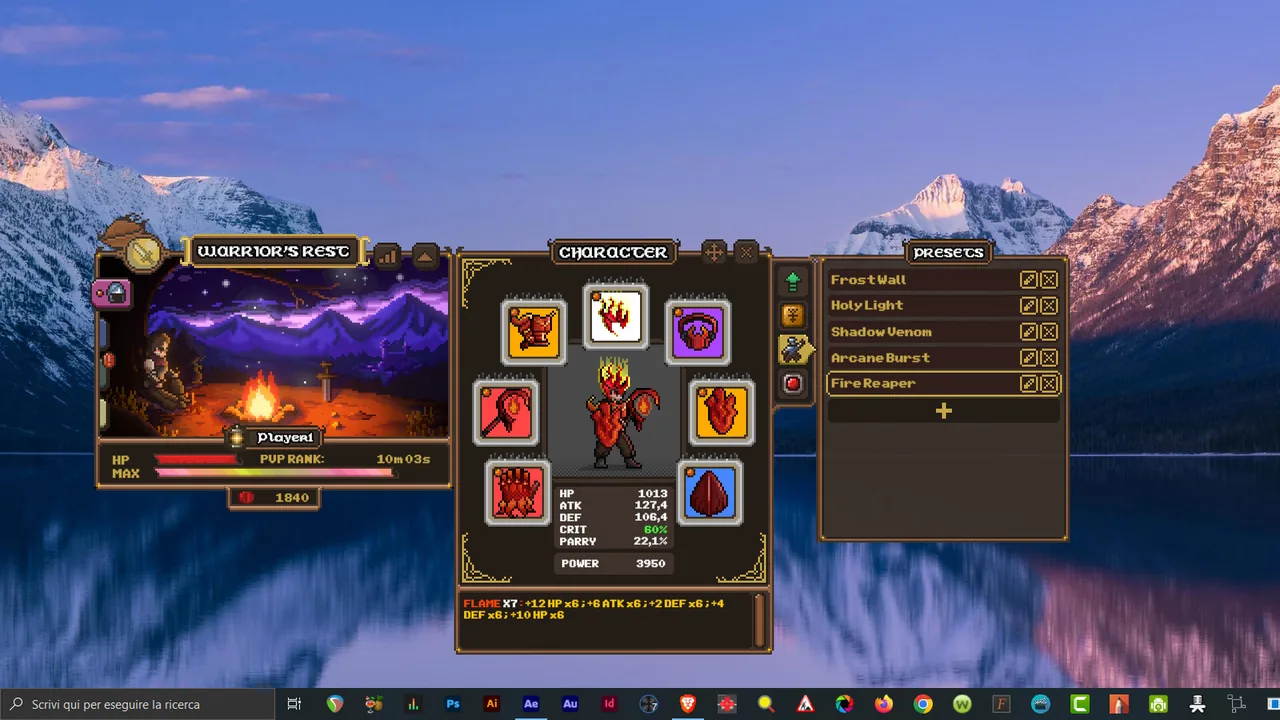 Lootborne build and stat screen