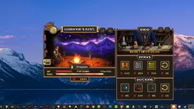 公式 Lootborne スクリーンショット:パークとポーションが Bloodmark で表示されたショップ画面